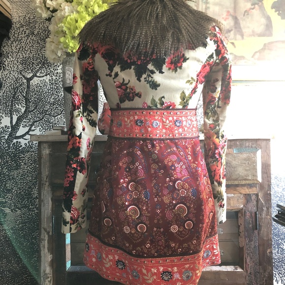 Anthropologie Elevenses Karelia Coat Size 0 Faux Fur Velvet Tapestry - Picture 5 of 7